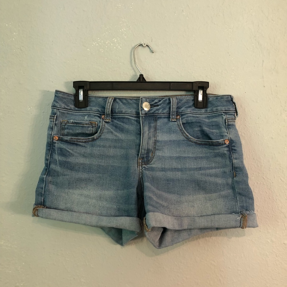 Mid rise American Eagle light blue shorts